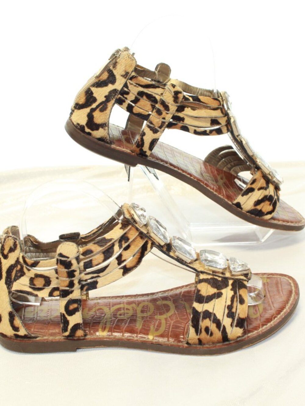 Sam Edelman Size 8.5M Leopard Print Galina Back Zip Gladiator Leather Sandals - Picture 3 of 14